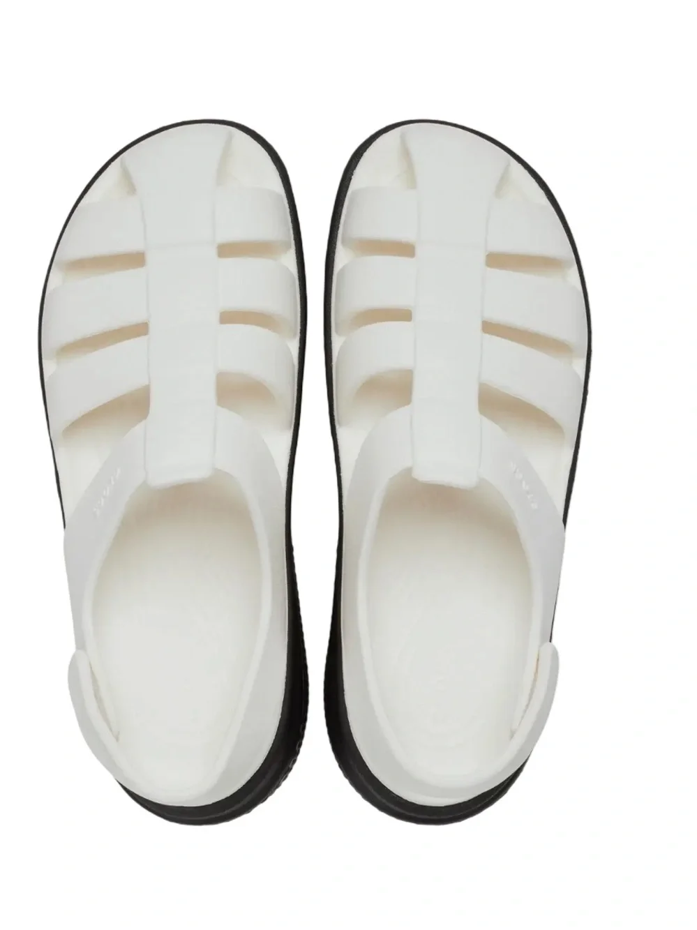 New from Anthropologie CROCS White & Black Platform Fisherman Sandals Size 9